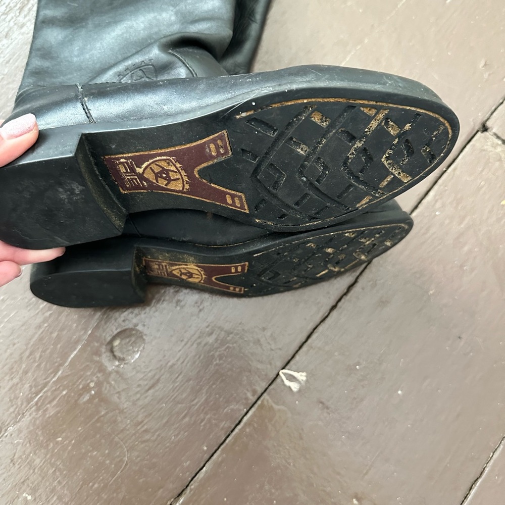 Ariat tall riding boots black with brown tops, full leather vintage - Picture 5 of 5